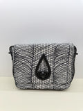 Kenzo White/Black Printed Leather Raindrop Shoulder Bag