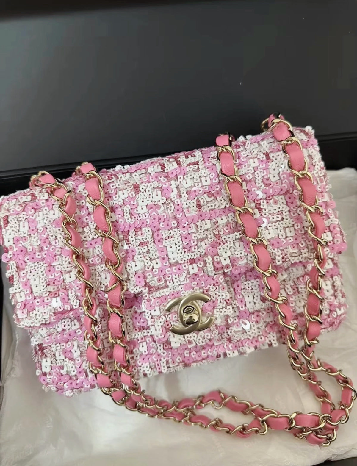 Chanel Sequin Rectangular Mini Flag Bag
