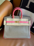 Hermes Epsom Horseshoe Birkin 30 Gris Mouette Rose Azalee