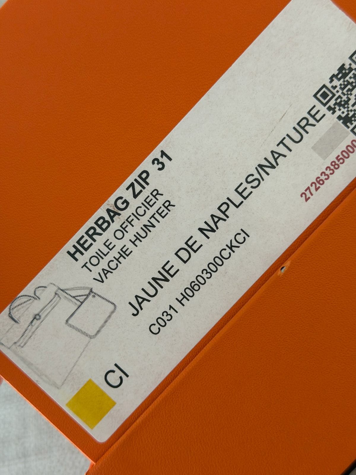 Hermes Herbag Zip 31 Yellow Canvas