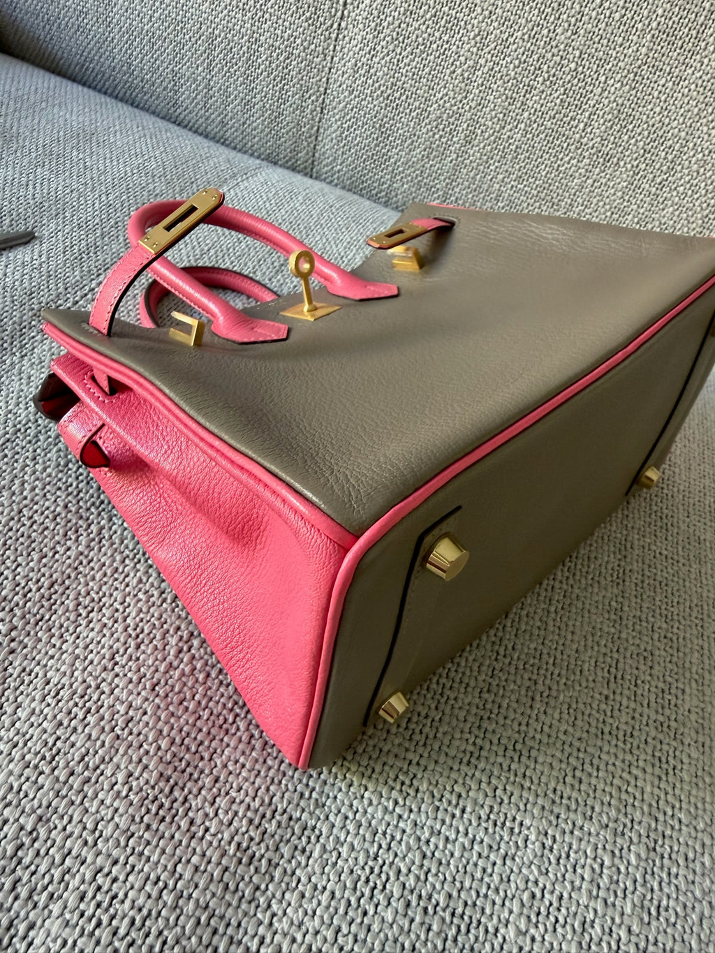 Hermes Epsom Horseshoe Birkin 30 Gris Mouette Rose Azalee