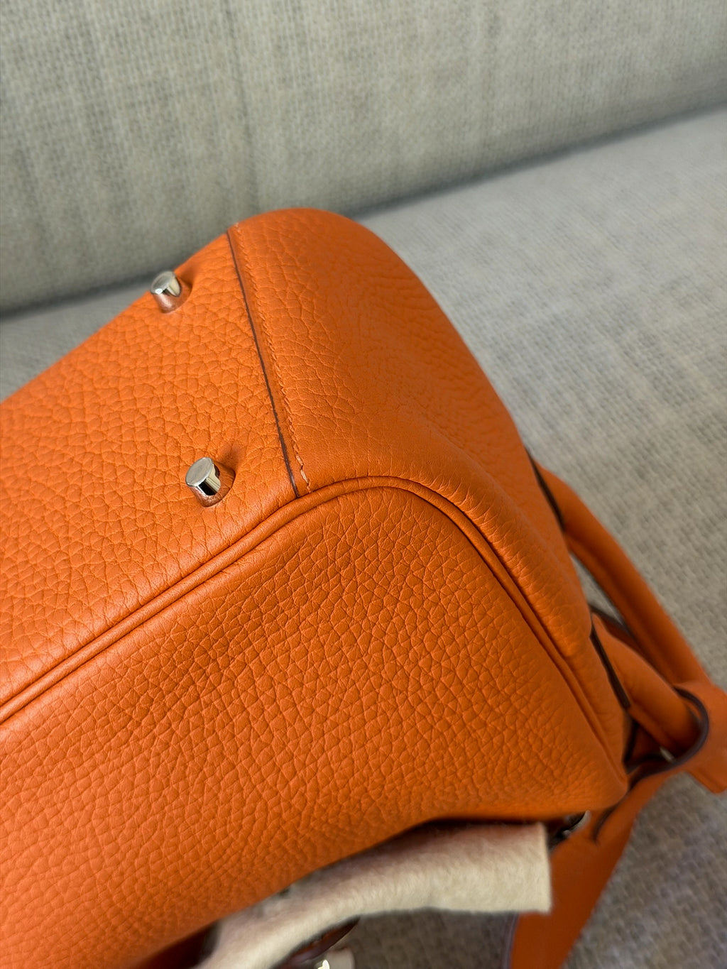 Hermes Taurillon Clemence Mini Lindy 20 Orange Minium