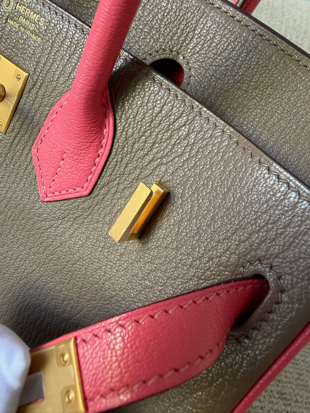 Hermes Epsom Horseshoe Birkin 30 Gris Mouette Rose Azalee