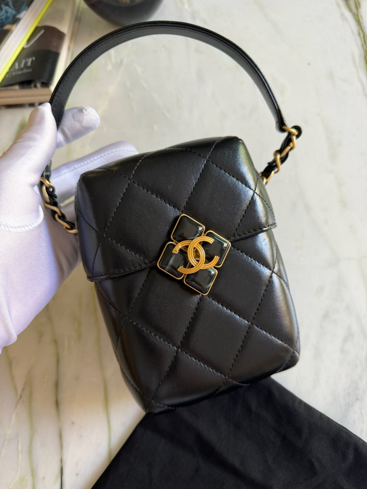 Chanel Lambskin Diamond Lock Bag