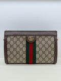 Gucci GG Supreme Monogram Web Small Ophidia Chain Shoulder Bag Brown