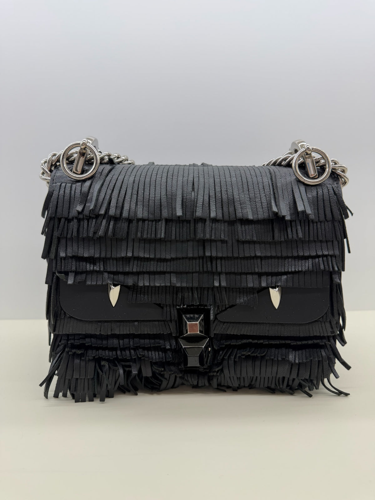 Fendi Tassel Small Kan I Lambskin Black