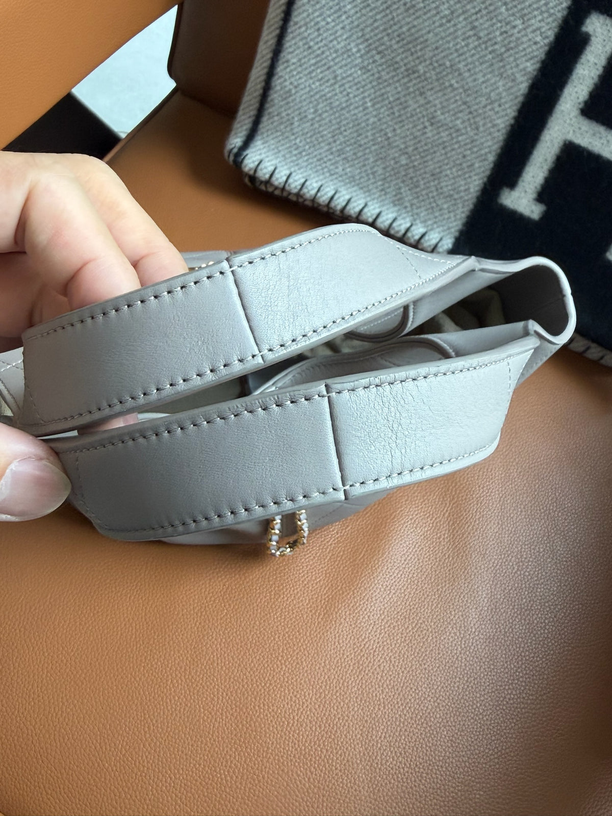 Chanel Calfskin Quilted Small Shopping Bag  Dark Grey