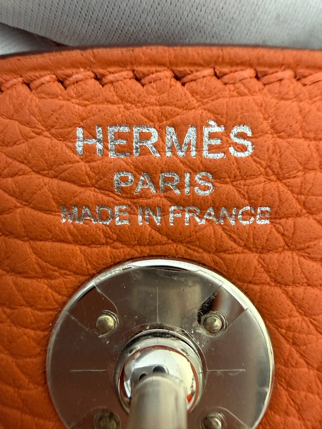 Hermes Taurillon Clemence Mini Lindy 20 Orange Minium