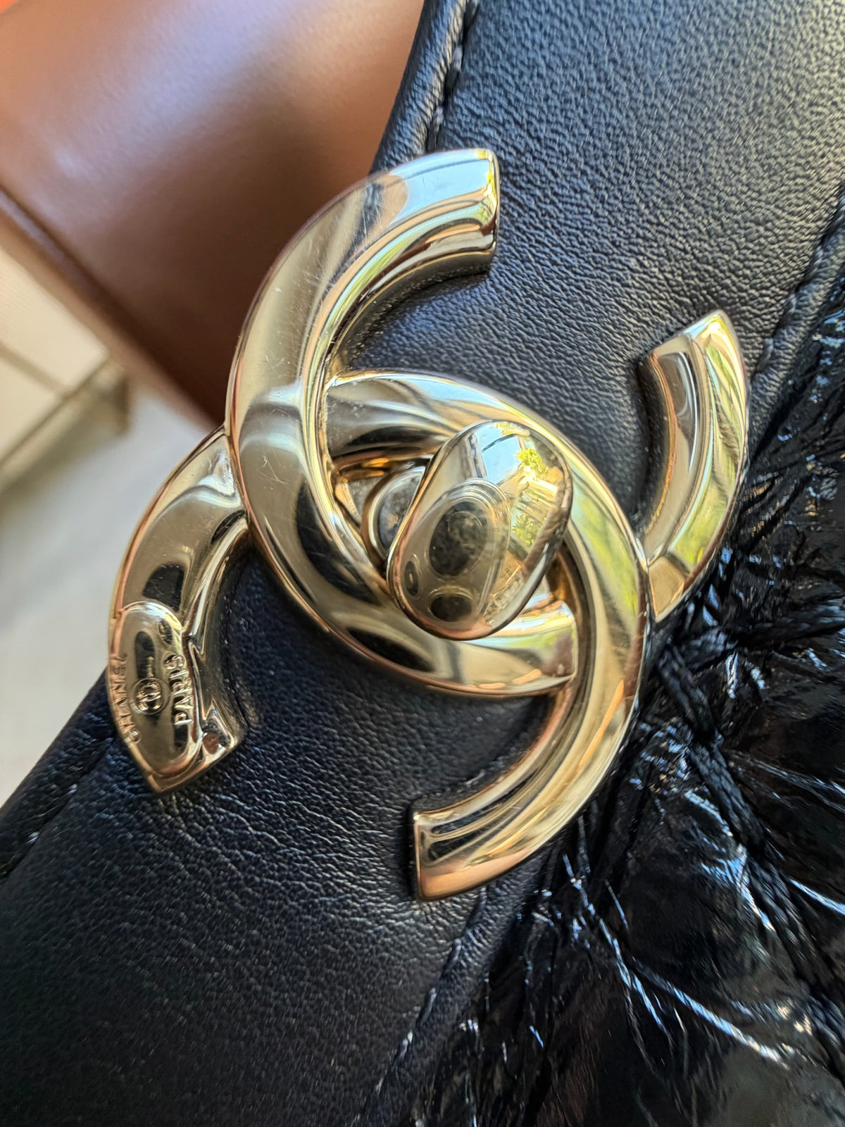 Chanel Crumpled Calfskin Quilted 31 Large Shopping Bag Black 18k
